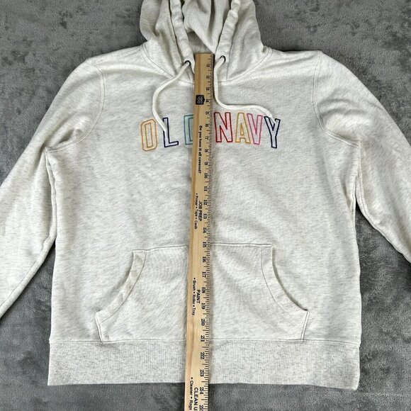 Old Navy Full Zip Up Hoodie Drawstring Hood Women Large Spell Out Soft Cozy READ - Picture 3 of 9